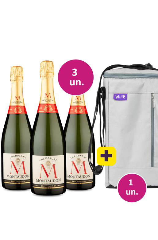 Kit 3 - Champagne Montaudon Brut + Bolsa para 3 garrafas Grátis - Exclusivo We