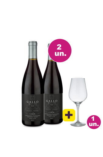 Kit 2 - Gallo Signature Series Pinot Noir + 1 Taça Cristal Grátis - Exclusivo We