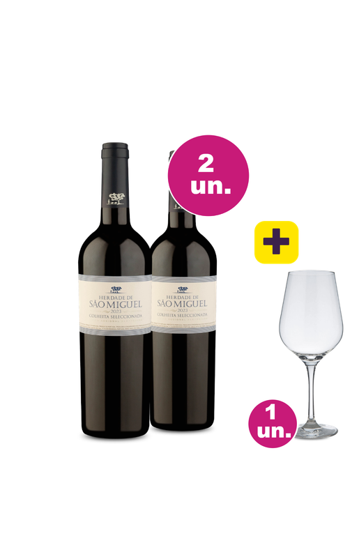 Kit 2 - Herdade de São Miguel Colheita Selecionada 2023 + 1 Taça de Cristal Grátis - Exclusivo We
