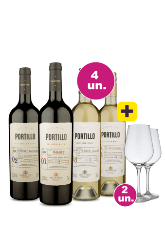 Kit 4 - Lançameto Portillo Degustação + 2 Taças Cristal Grátis