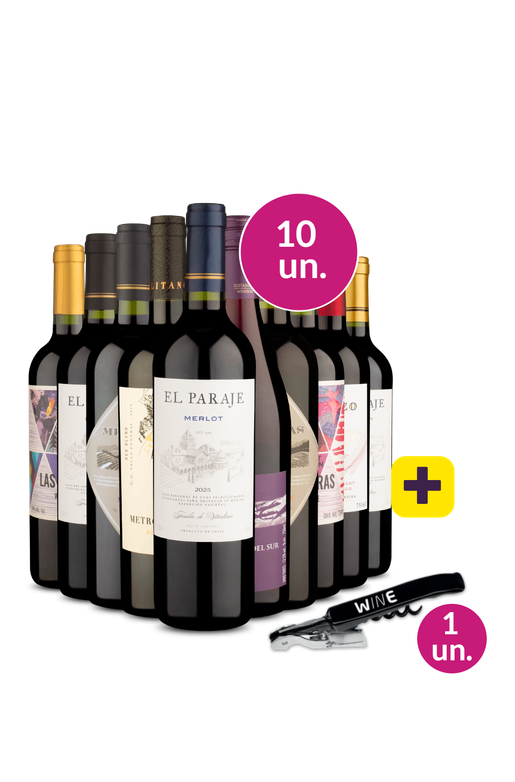 Kit 12 - Tintos para degustar + Saca Rolhas Grátis - Exclusivo We