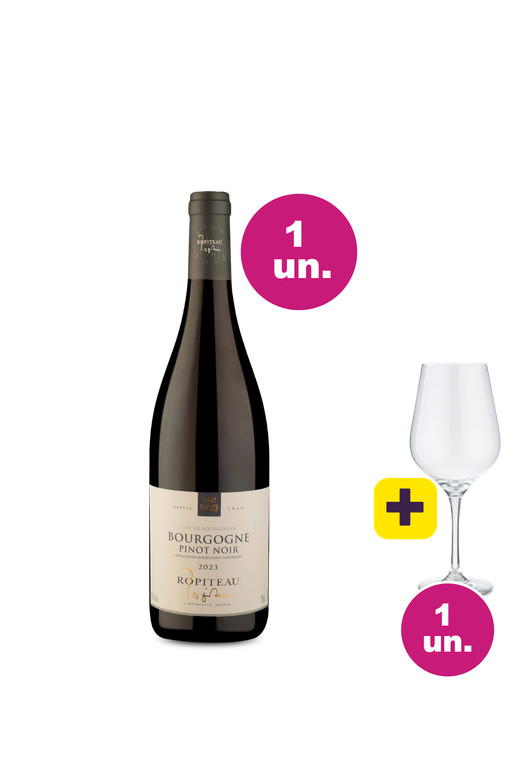 Kit Especial - Ropiteau Pinot Noir + Taça de Cristal Grátis - Oferta Absurda Black Wine