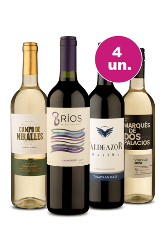 Kit 4 - Vinhos para Celebrar - R$27,90 por Garrafa