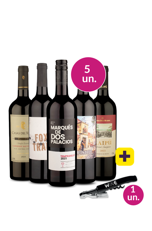 Kit 5 - Tintos de Agosto + Saca Rolhas Grátis - Exclusivo We