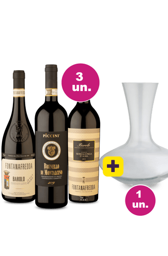 Kit 3 - Degustação Barolos e Brunello + Decanter de Cristal Grátis - Exclusivo WE