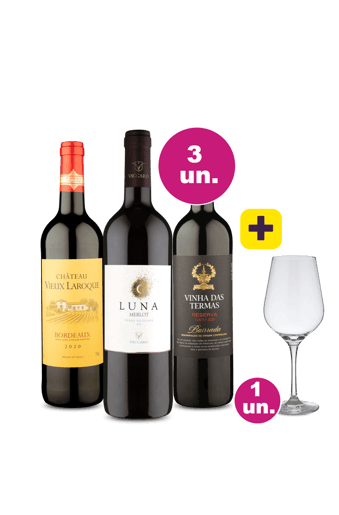 Kit 3 - Europeus Tintos Surpreendentes + Taça Cristal Grátis