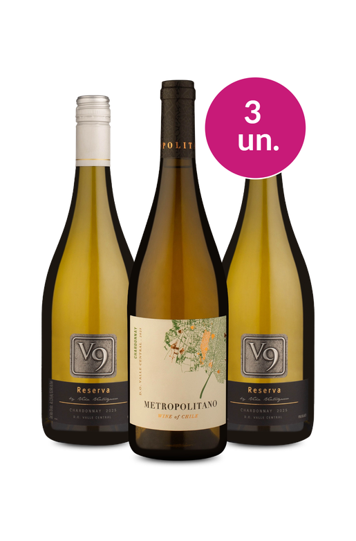 Kit 3 - V9 Reserva e Metropolitano Chardonnay por R$ 99,90 - Exclusivo We
