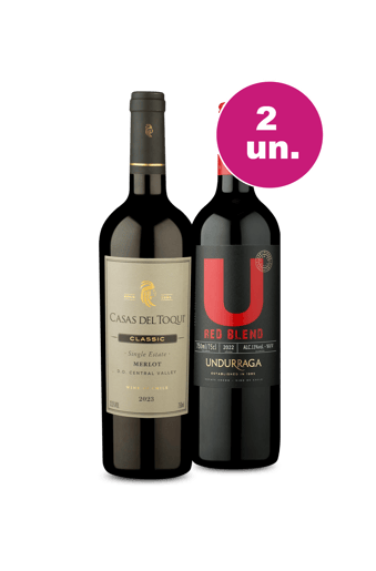 Kit 2 - Casas Del Toqui Single Estate Merlot e U By Undurraga Red Blend
