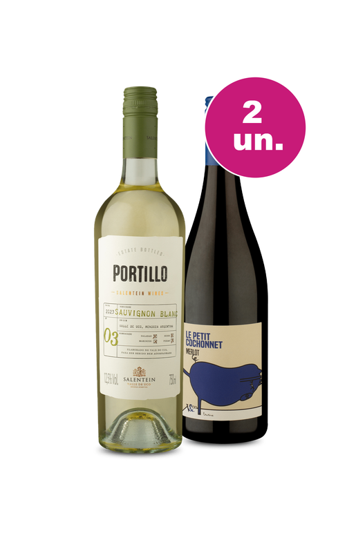 Kit 2 - Portillo Sauvignon Blanc e Le Petit Cochonnet Merlot