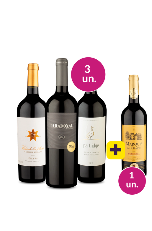 Kit 4 - Vinhos Premium + Marquis de Chasse Grátis - Oferta Relâmpago