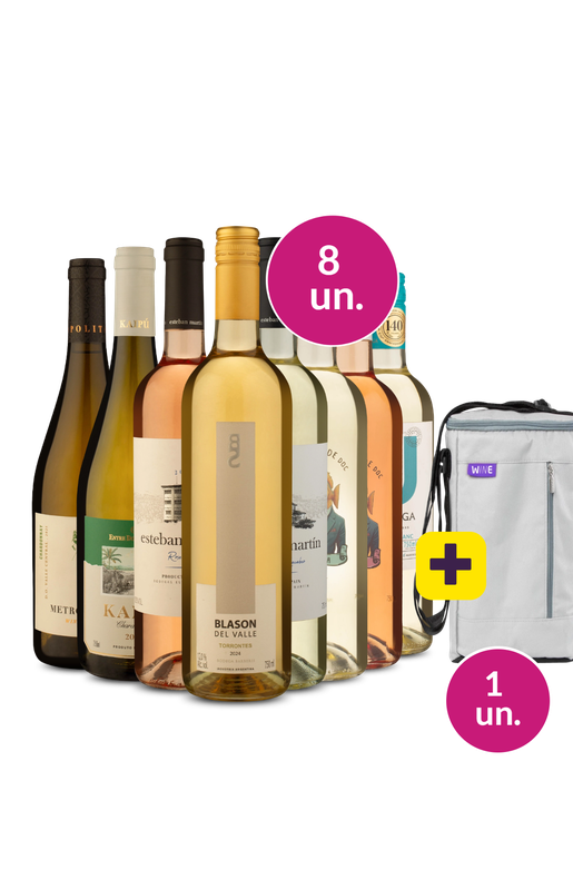 Kit 8 - Vinhos Brancos e Rosés + Bolsa p/ 3 garrafas Grátis - Exclusivo We