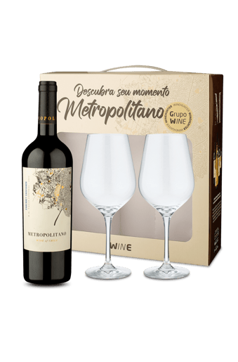Kit Especial - Metropolitano Cabernet + Par de Taças Cristal e Caixa