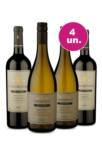 Kit 4 - Casas del Toqui Chardonnay e Tintos - Exclusivo WE