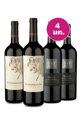 Kit 4 - Encontro de Campeões: Metropolitano Red Blend e Root: 1 Cabernet