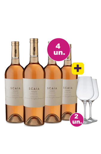 Kit 4 - Tenuta Sant`Antonio Scaia Veneto Rosato + 2 Taças Cristal Grátis