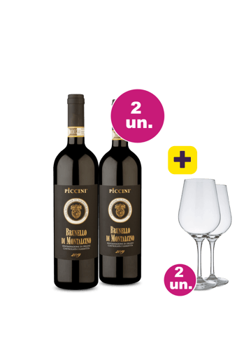 Kit 2 - Lançamento Piccini Brunello + 2 Taças Cristal Grátis