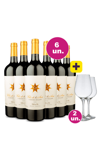 Kit 6 - Esquenta Black Friday - Clos De Los Siete 2020 + Ganhe par de taças