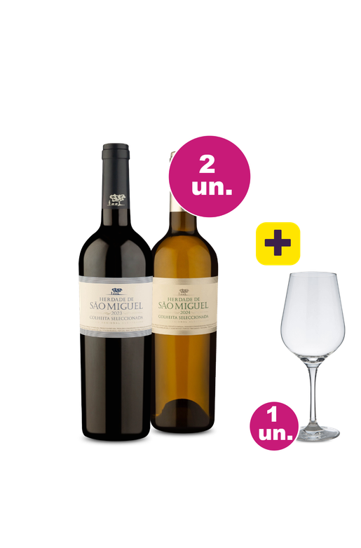 Kit 2 - Degustação Herdade de São Miguel Colheita Selecionada + 1 Taça de Cristal Grátis - Exclusivo We