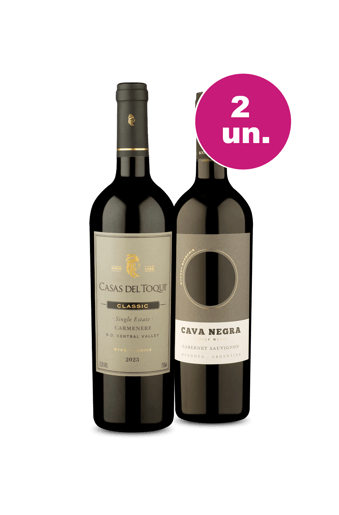 Kit 2 - Casas Del Toqui Single Estate Carménère e Cava Negra Cabernet Sauvignon