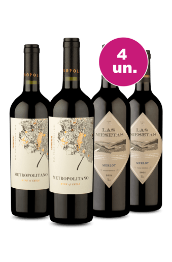 Kit 4 - Metropolitano Carménère e Las Mesetas Merlot