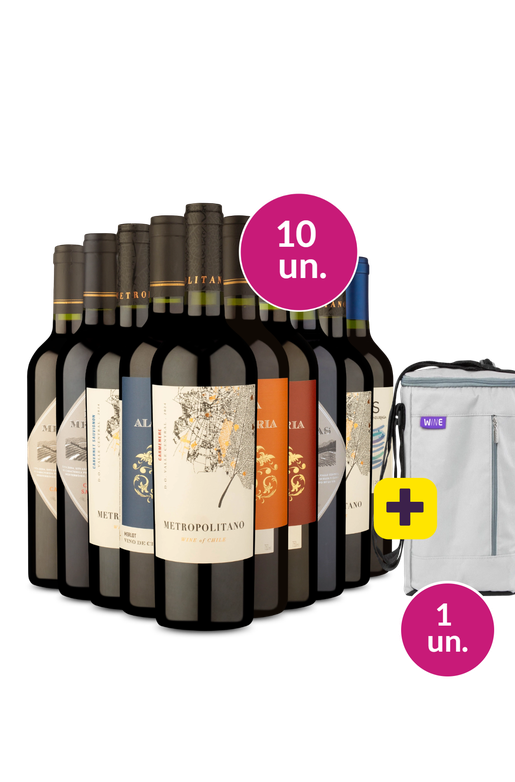 Kit 10 - Vinhos Tintos Mistos + Bolsa p/ 3 garrafas Grátis - Exclusivo We