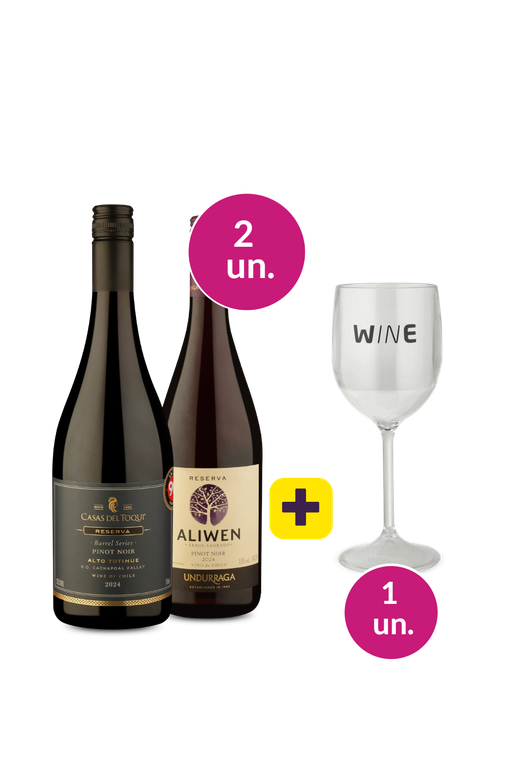 Kit Especial Folia - Barrel Series Pinot Noir e Aliwen Pinot Noir + Taça Acrílico