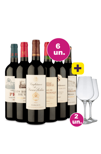 Kit 6 - Lançamentos de Bordeaux + 2 Taças de Cristal Grátis - Exclusivo We