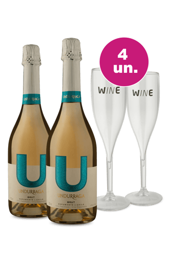 Kit Especial - Espumante U By Undurraga Brut + Par de Taças de Acrílico