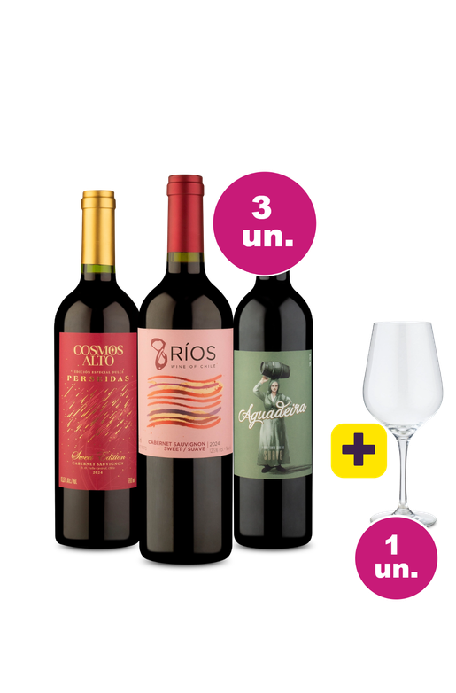 Kit 3 - Suaves por R$99 + Taça Grátis - Oferta Absurda Black Wine