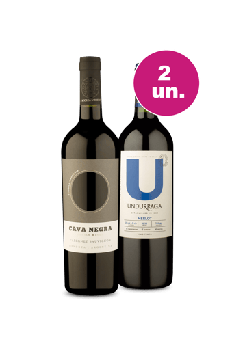 Kit 2 - Cava Negra Cabernet Sauvignon e U By Undurraga Merlot