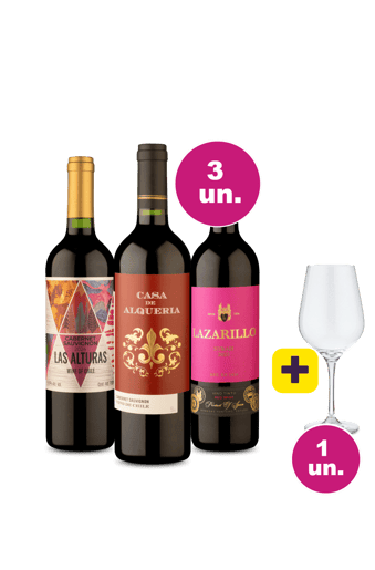 Kit 3 - Tintos Incrívels + Taça de Cristal Grátis por R$99