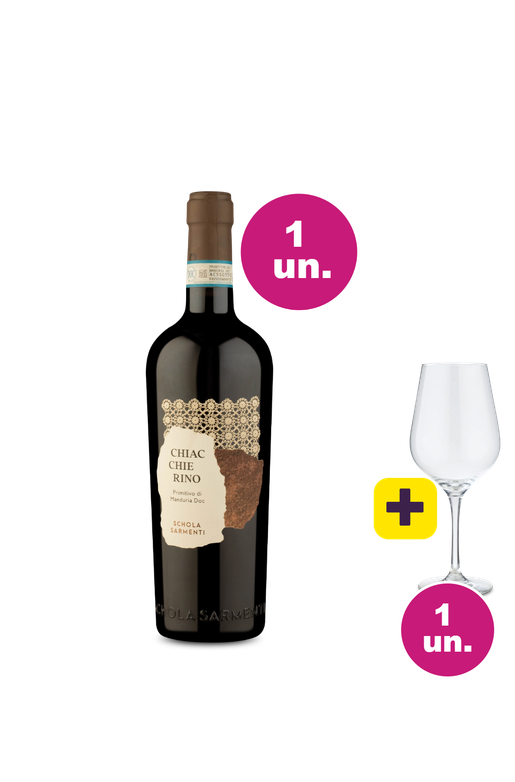 Kit Especial - Schola Sarmenti Chiaccherino + Taça de Cristal Grátis - Oferta Absurda Black Wine