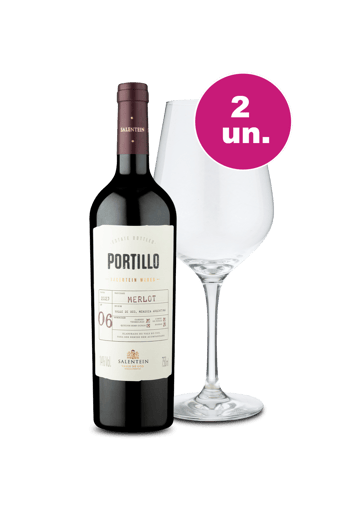 Kit 2 - Portillo Merlot + Taça de Cristal por R$80 - Oferta Especial 8/8