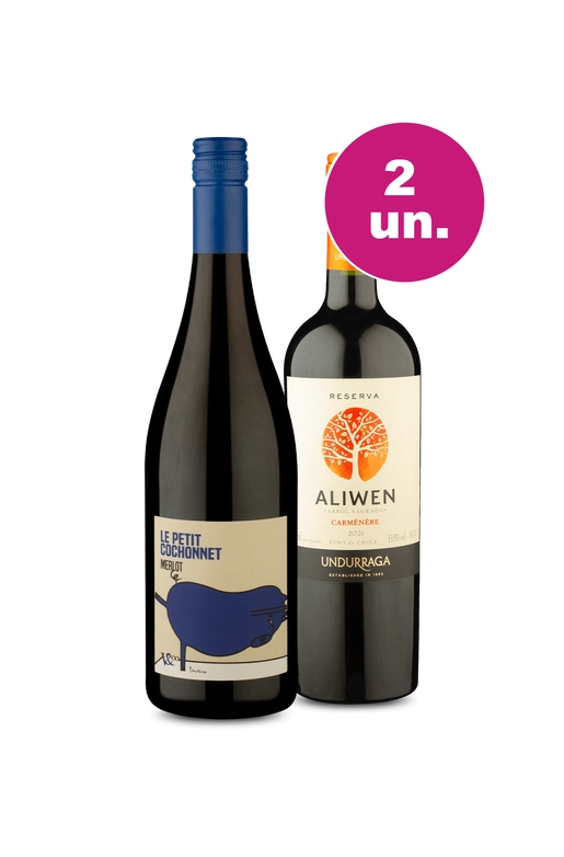 Kit 2 - Le Petit Cochonnet Merlot e Aliwen Reserva Carménère