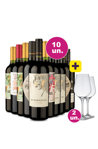 Kit 10 - Tintos Mistos + 2 taças de Cristal Grátis - Exclusivo We