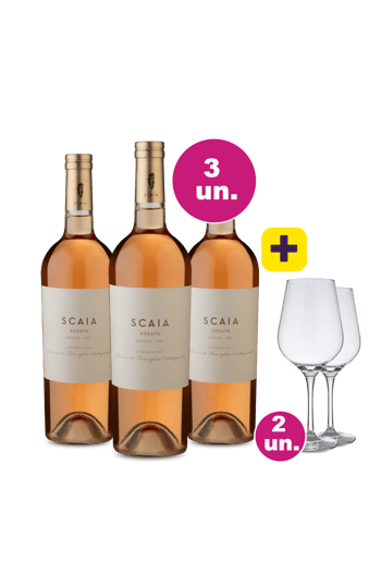 Kit 3 - Tenuta Sant`Antonio Scaia Rosado + 2 Taças Cristal Grátis - Oferta Insana Exclusiva We Wine