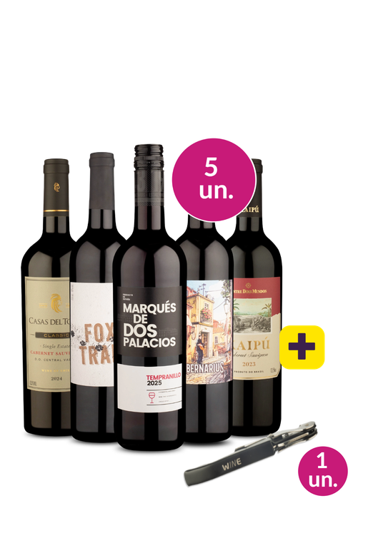 Kit 5 - Tintos de Agosto + Saca Rolhas Grátis