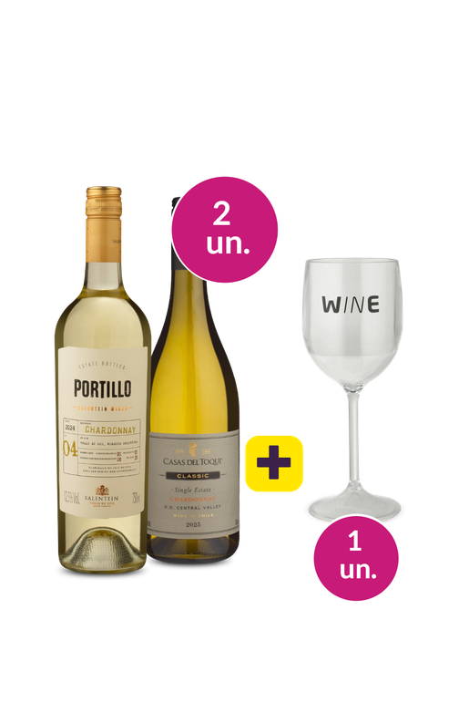 Kit Especial Folia - Top Chardonnays + Taça Acrílico