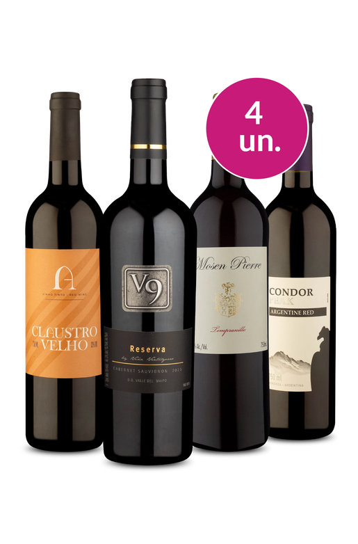 Kit 4 - Tintos Mundiais por R$100 - Oferta Absurda Imposto Zero