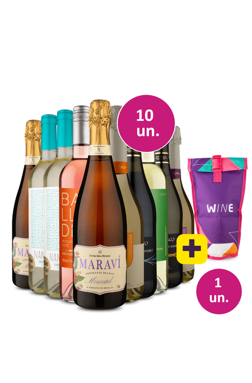 Kit 10 - Frisantes e Espumantes + Bolsa térmica 1 garrafa Grátis - Exclusivo We