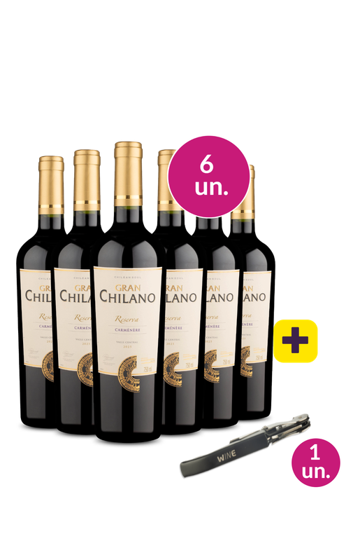 Kit 6 - Chilano Reserva Valle De Colchagua Carménère + Saca Rolhas Grátis - Exclusivo We
