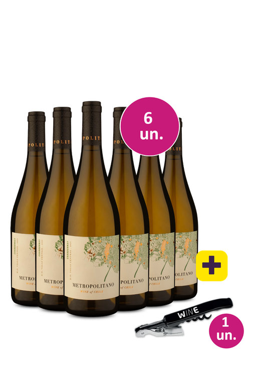 Kit 6 - Metropolitano Chardonnay + Saca Rolha Wine Grátis - Exclusivo We