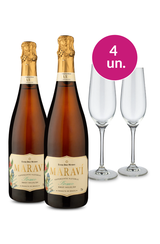 Kit Especial - Espumante Maraví e Par de Taças de Cristal - Oferta Absurda