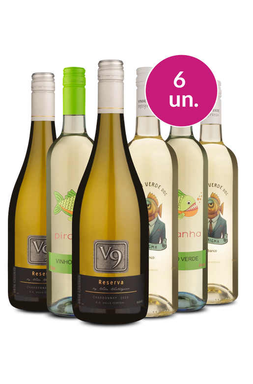 Kit 6 - V9 Chardonnay, Piranha e Enigma Vinho Verde - Exclusivo We