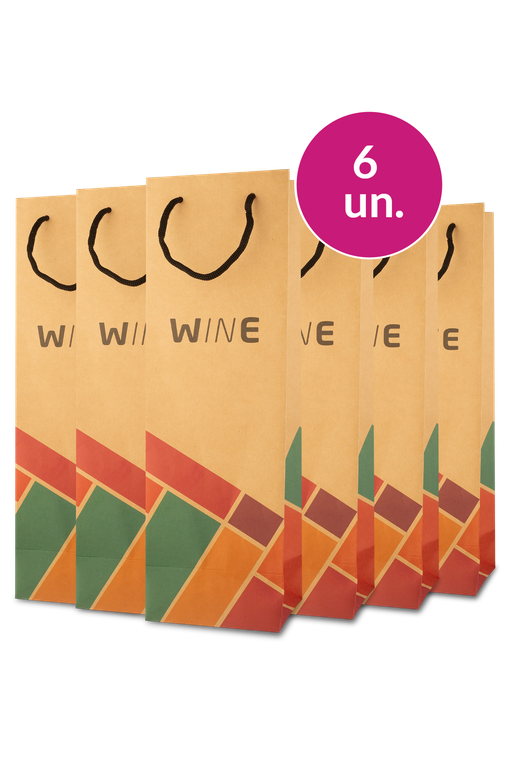 Kit 6 - Sacolas Kraft Wine - Exclusivo We