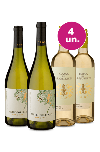 Kit 4 - Metropolitano Chardonnay e Casa De Alqueria Sauvignon Blanc