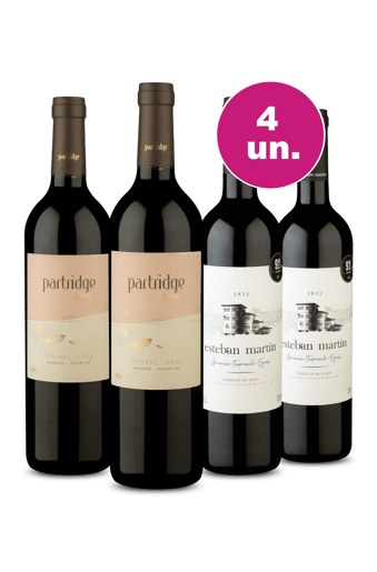 Kit 4 - Esteban Martín e Partridge Flying Malbec por R$39,90 Por Garrafa