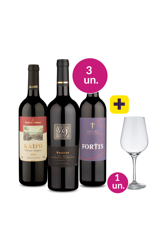 Kit 3 - Tintos + Taça de Cristal Grátis - Oferta Flash 