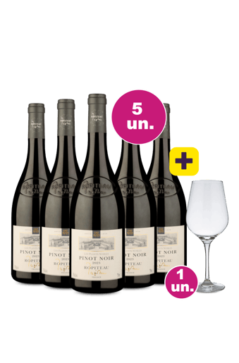 Kit 5 - Ropiteau Frères Les Plants Nobles Pinot Noir + Taça de Cristal Grátis - Exclusivo We