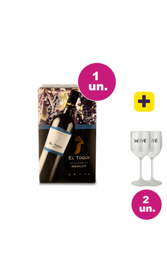 Kit Especial - El Toqui Bag In Box 2L + Par de Taças de Acrílico Grátis - Oferta Absurda